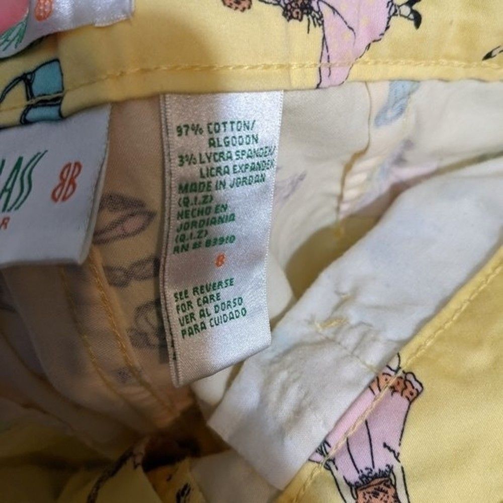 Vintage Bill Blass Capri Pants Yellow Woman Pattern Cotton Euc How Lovely Sz 8 — image 4 of 8